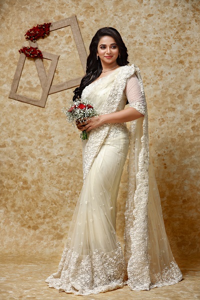 off white saree for christian wedding