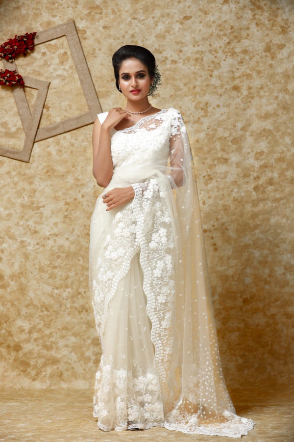  white bridal saree